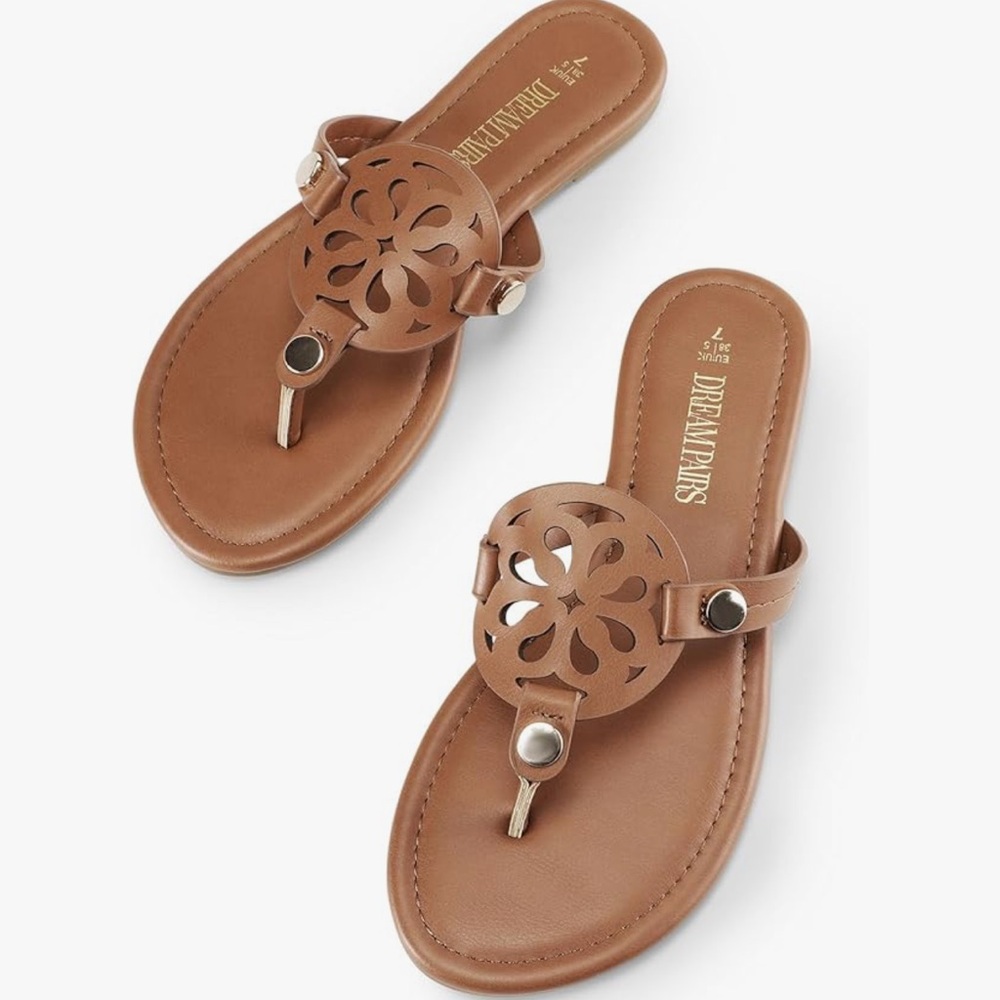 Dream Pairs Tan Cutout Sandals